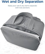 BAGSMART Travel Toiletry Bag, Lightweight Large Wide-open Travel Bag for Women, Puffy Cosmetic Makeup Bag Organizer with Handle for Accessories,Essentials, Toiletries, Grey