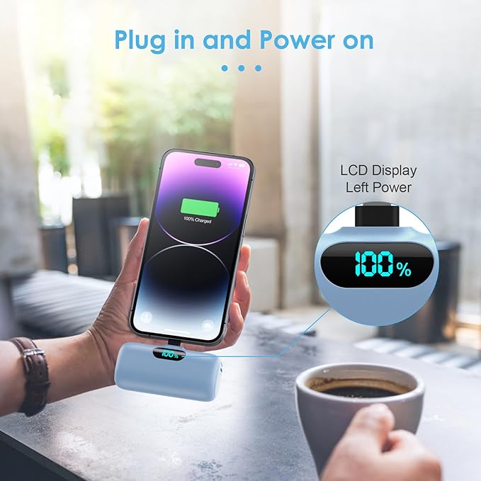 Mini Portable Charger USB C Power Bank,Upgraded 5000mAh PD Fast Charging Battery Pack Built-in USB-C Connector Travel Essential for iPhone17/17Pro/17Pro Max/Air/16 Plus/16Pro Max/15 Series,Android etc