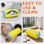 2PCS Shoe Washing Machine Bgs,Laundry Shoe Bags for Washer and Dryer, Reusable and Durable Zipper Sneaker Shoe Washing Bag, Tennis Shoe Cleaning Bag for All Shoe Types (Yellow)