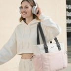 LOVEVOOK Tote Bag for Women, Puffy Work Tote with Large Cup Holder, Quilted Laptop Bag Travel Tote Shoulder Bag Handbag
