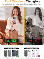 Magnetic Portable Charger, 10000mAh Wireless Power Bank with 20W USB-C Fast Charging, Foldable Stand & LED Display Magnetic Battery Pack, Compatible with iPhone 17/16/15/14, Sky Blue
