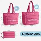 Puffer Tote Bag with Pouch,Women's Lightweight Quilted Shoulder Bag,15.6"/17.3" Laptop Travel Weekender for Work & Nurses