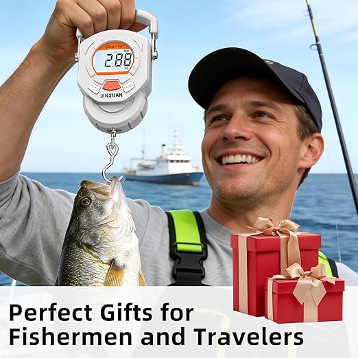 Fishing Scale 132lb/60kg Luggage Scale Digital Fish Scale with Backlit LCD Display, Fish Weight Scale Luggage Weight Scale Hanging Scale with 4 Units USB Cord, Fishing Accessories Fishing Gift