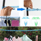 Foshine Clotheslines 2 Pack Clothesline Clothes with 24 Pcs Clips Drying Rope Portable Windproof for Travel Indoor Outdoor Laundry Clothes Line Hanger Camping Home