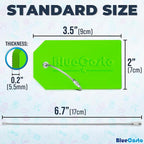 BlueCosto - Luggage tags - large, green, 5 pieces - PVC luggage tags with privacy screen and stainless steel wire loops - personalized luggage identification for travel - name labels for backpacks