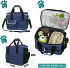 PetAmi Dog Travel Bag, Travel Pet Bag Organizer, Dog Food Travel Bag with Container Collapsible Bowls, Pet Travel Supplies Gift Accessories for Weekend Camping, Puppy Cat Diaper Bag, Navy Blue Medium