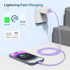 3 Pack Apple MFi Certified Charger Cable 3Ft, Lightning to USB Cable Cord 3 Foot, 2.4A Fast Charging,Apple Phone 3 Feet Long Chargers for iPhone 14/13/12/11/X/XS/XR/SE/8/7/6/5 Plus Pro Max Mini Purple