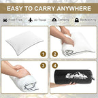 Ivellow Travel Pillow Camping Pillow for Sleeping Cooling Shredded Memory Foam Pillow Compressible Compact Medium Firm,Breathable Soft Cover,Ideal Outdoor Car Backpacking Hiking Essential Gear White L
