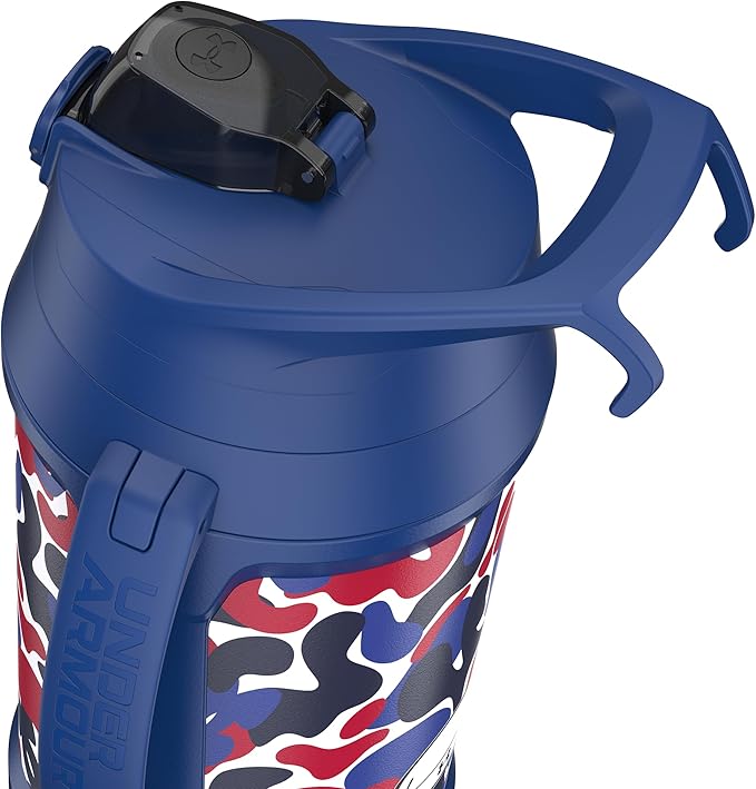 Under Armour Insulated Water Bottle with Handle & Fence Hook, Half Gallon Sports Water Jug, Leak-Resistant & BPA-Free for Baseball, Football & Gym - Royal Hypercamo, 64oz