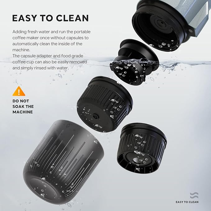 Portable Electric Espresso Machine Travel Coffee Maker for Camping 3 in 1 Self-Heating for Ground Coffee & DG NS Capsule Pods For Travel Camping and Hiking (Space Grey)