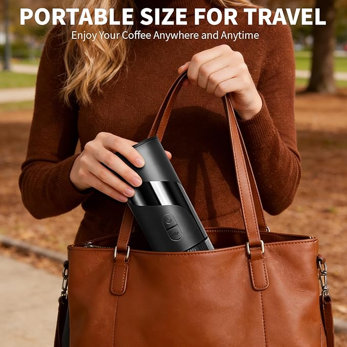 Portable Coffee Maker Set - Travel Coffee Maker, Electric Espresso Machine for Camping, Travel, Car, RV, Hiking, with Ground Coffee & Capsule Accessories, Milk Frother, Grinder, Gift for Coffee Lover