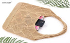 COOKOOKY Crochet Beach Tote bag Summer Beach Bag for Women Aesthetic Mesh Tote Bag Hippie Bag Knit Bag