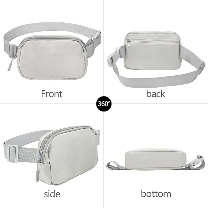 Fanny Pack Crossbody Bag for Women and Men, Belt Bag for Hiking Bum Bag with Adjustable Strap,Casual Cell Phone Pouch?Waist pack for Running Workout Sports Travel Light Grey