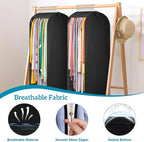 KIMBORA 10" Gusseted Clear Garment Bags for Hanging Clothes Storage, 43" Suit Bags for Closet Storage with Handles, Garment Covers for Coats, Jackets, Sweaters (2 Packs, Black)