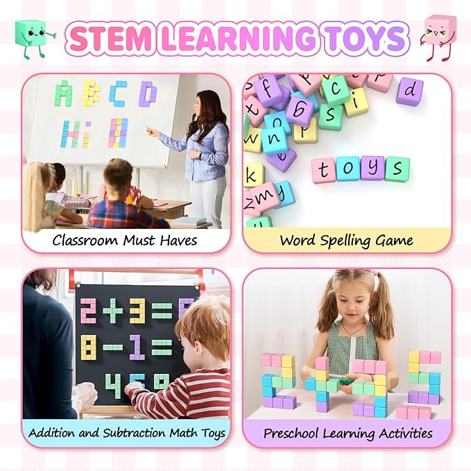 45pcs Magnetic Blocks for Kids Ages 3-5,Magnetic Building Blocks for Toddlers Girl Toys,Creative Sensory Toys 4-8 Magnet Cubes Toys Gifts for 3 4 5 6 7 8 Year Old Boys & Girls Valentines Day Toy