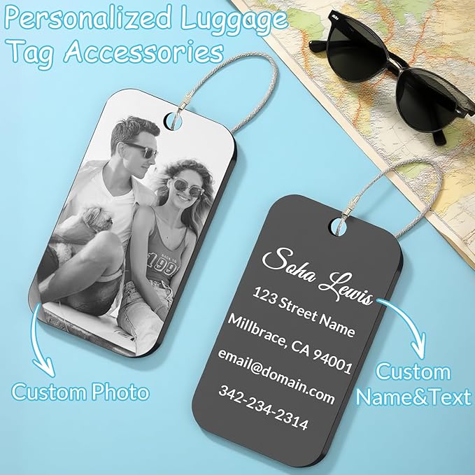 HJX Personalized Luggage Handle Wrap for Suitcase Custom Embroidered Name Handle Cover for Luggage Bag with Luggage Tag Travel Accessories (02-Text)