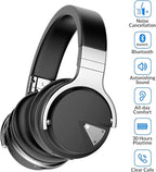 Silensys E7 Active Noise Cancelling Headphones Wireless Bluetooth Headphone with Microphone Deep Bass Over Ear, Comfortable Protein Earpads, 30 Hours Playtime for Travel/Work, Black