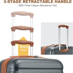 Kono Airline Approved Carry On Luggage 22x14x9 inches, with TSA Lock, 20 Inch Expandable Lightweight Hardshell Suitcase (Grey brown, Suitable for 1-3 Days of Travel)
