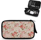 Pink Roses Electronic Organizer Travel Cable Organizer Bag Portable Pouch Electronic Accessories Carry Case for Cable Cord Charger Phone Earphone Tech Pouch