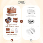 BOYATU Travel Makeup Bag Organizer: 3 Pcs Set Large Capacity Cosmetic Bags Holds 10–20 100ml Full-Size Bottles - 180°Open-Flat Make up Case 3-sec touch-up - Toiletry Bag Gift women (03-A-Brown)