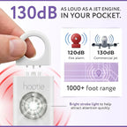 HOOTIE Personal Safety Alarm Keychain, 130dB Personal Alarm for Women Men and Kids, Pull Pin Emergency Panic Alarm with Strobe Light, Portable Self Defence Alarm for Campus Travel and Running - White