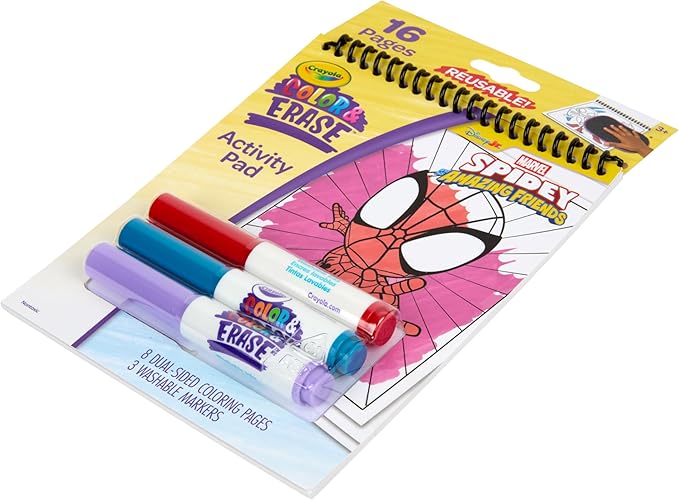 Crayola Color & Erase Reusable Activity Pad - Spidey and His Amazing Friends, Erasable Coloring Pages, Spiderman Toy for Toddlers, Travel Activity