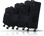 TACH LITE Samba Softside 3 Piece Luggage Set 20/24/28 Inch | Connectable Suitcases with Spinner Wheels Lightweight Travel Suitcase with Wheels Carry On & Checked Bags | Soft Sided Luggage Set (Black)