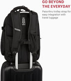 SwissGear Travel Tech Elite Laptop Backpack – Fits Laptops up to 16” – ScanSmart TSA-Friendly Backpack with USB Port, Shoe Compartment & Organizer Pockets – Black