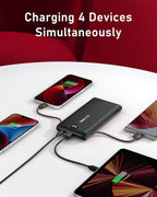 VEEKTOMX Portable Charger with Built in Cables 10000mAh, Power Bank for iPhone with AC Wall Plug, Fast Charging USB C Slim Battery Pack with LED Display Compatible with iPhone 17/16/15/14, Samsung
