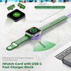 2Pack for Apple Watch Charger Cable, 3FT USB C to Magnetic Wireless Fast i-Watch Charging Cord [Portable], Compatible with iWatch Series Ultra/9/8/7/6/SE/SE2/5/4/3/2 - Purple