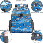 FlowFly Kids Backpack for Toddler Boys Girls, Simple Lightweight Bookbag for Daycare Kindergarten Elementary School Travel, Small Modern Bag (Medium 15''), Shark