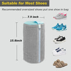 Shoe Washing Machine Bag,Laundry Shoe Bag for Washer and Dryer,Reusable Shoe Cleaning Bag for Sneakers,Tennis Shoes,With Self-locking Zipper, Microfiber Inside (Lite Grey - 2 Pack)
