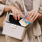 Credit Card Holder, Mini Aluminum Card Wallet RFID Blocking Slim Metal Hard Card Case for Women Men, Pink Gold Marble