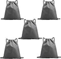 5-Pack Waterproof Drawstring Backpacks, Soccer-Texture Oxford Fabric, 16.9" × 13.8", Lightweight 0.20 lb Each, No Eyelets, Gym & Marathon Gear Sacks(Gray)