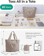 BAGSMART Foldable Tote Bag with Drawstring Bag, Tote Bag Shoulder Bag Top Handle Handbag for Travel, Work, Beach, Gym