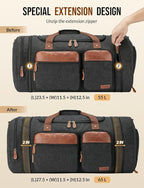 Canvas Duffle Bag for Travel 65L Expandable Travel Duffel Bags for Men Women Overnight Weekend Gym Bag with Shoes Compartment - Dark Grey(65L)