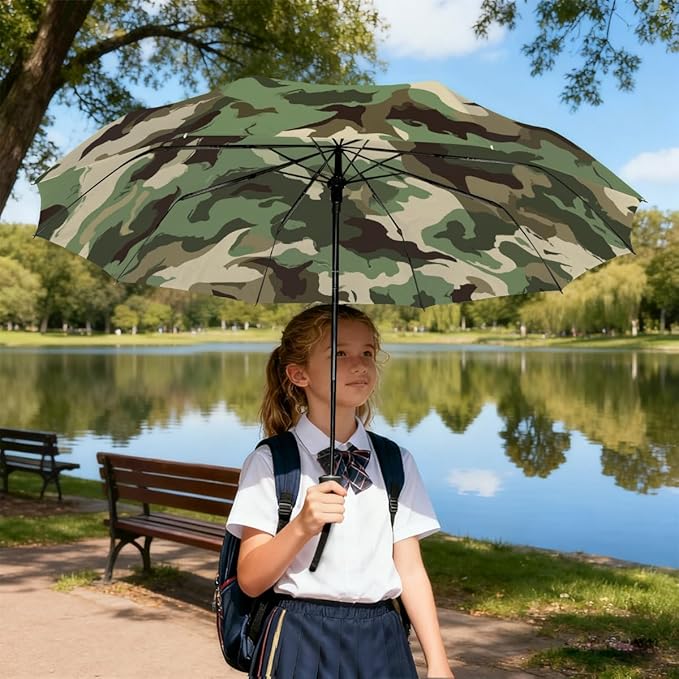 Auto Open Close Umbrellas for Rain and Sun,Folding Windproof Travel Umbrella Summer Pink Flamingos Artwork for Women Men