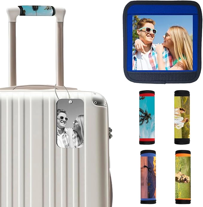 HJX Personalized Luggage Handle Wrap for Suitcase Custom Photo Handle Cover for Luggage Bag with Luggage Tag Travel Accessories (01-Photo)