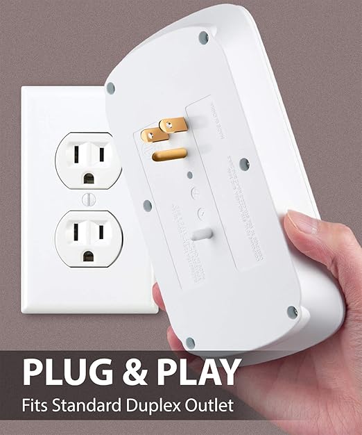 Fosmon 6 Outlet Wall Surge Protector Outlet Wall Mount, USB in Wall Charger Surge Protector (1200 Joules), 2 USB ports 3.4A, 1875W, 3-Prong Grounded