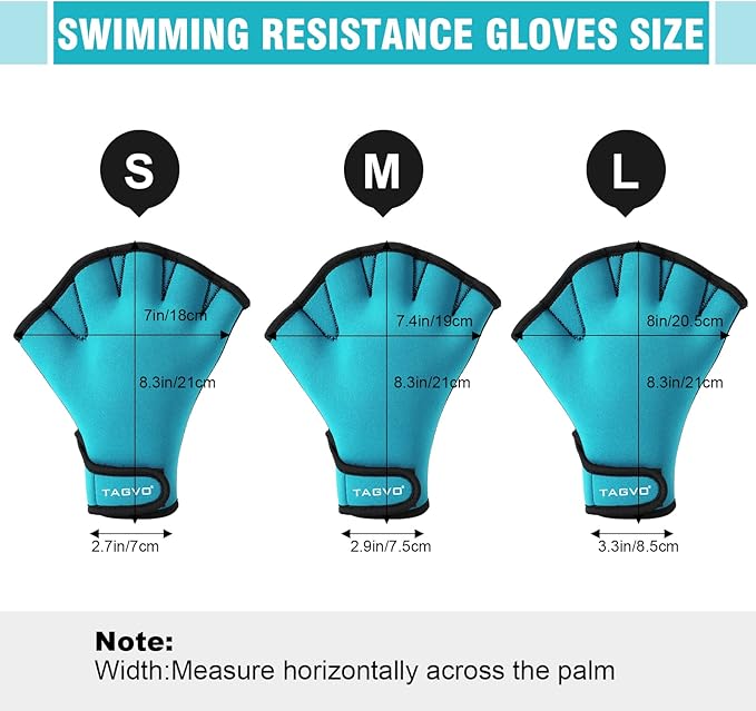 TAGVO Aquatic Gloves for Helping Upper Body Resistance, Webbed Swim Gloves Well Stitching, No Fading, Sizes for Men Women Adult Children Aquatic Fitness Water Resistance Training