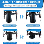 Portable Folding Table and Stool Set, Lightweight Foldable Table & Collapsible Stool for Camping Picnic Beach Fishing, Sturdy Small Outdoor Table with Mesh Layer Storage- Blue