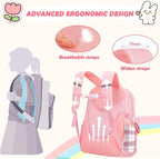 PRLINJSK Girls Backpack，Cute School Backpack for Girls Kids Teens，Kawaii Bookbag for Primary Elementary， Blue