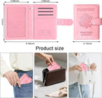 Sizobi Passport Holder for Travel, RFID Passport Cover Wallet for Women Men, Leather Passport Book Card Holder Case for International Travel Must Haves Accessories, Cruise Ship Essentials Gifts, Pink