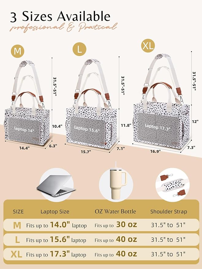 BESBESME Canvas Tote Bag for Women with Zipper & Compartments– Large Work & College Laptop Tote Crossbody Shoulder Bag