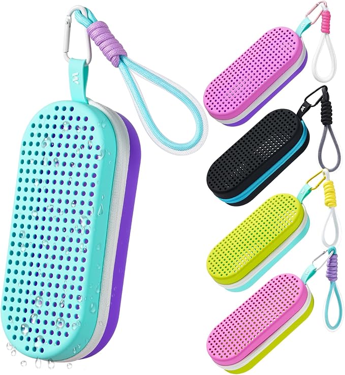 Swim Goggle Case For Swimming Goggles, Swimmer Gifts for Kids Teens Adults, Silicone Cases with Drain Hole