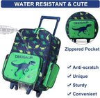 VASCHY Rolling Luggage for Kids, Cute Travel Carry on Suitcase for Boys Toddlers/Children with Wheels 18inch Dinosaur