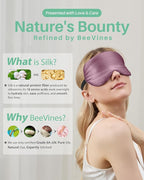 BeeVines 100% Real Mulberry Silk 2 Pack Sleep Mask, Pure Silk Eye Masks with Adjustable Strap for Sleeping, 100% Block Light Eye Shade Cover, Reduces Puffy Eyes Traveling Gifts(Black & Ruby Purple)