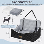 JOEJOY Dog Car Seat for Medium/Large Dogs - Reversible Dual-Sided Travel Dog Car Bed with Memory Foam, Washable Pet Booster Seat for Do gs up to 55 lbs or 2 Small Dogs, 2 Safety Leashes, Grey