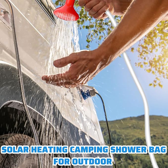 Retisee 10 Gallons/ 40L Solar Camping Showers with Hot Water Portable Camping Shower Bag with Removable Hose Nylon Ropes for Outdoor Hiking Climbing Traveling