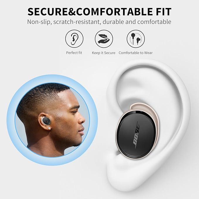 [3 Pairs] Ear Tips Covers for New Bose QuietComfort Earbuds, Sport Anti-Slip EarTips Silicone Anti Scratches Replacement Ear Covers Earbuds Accessories (S/M/L) (Off-White)